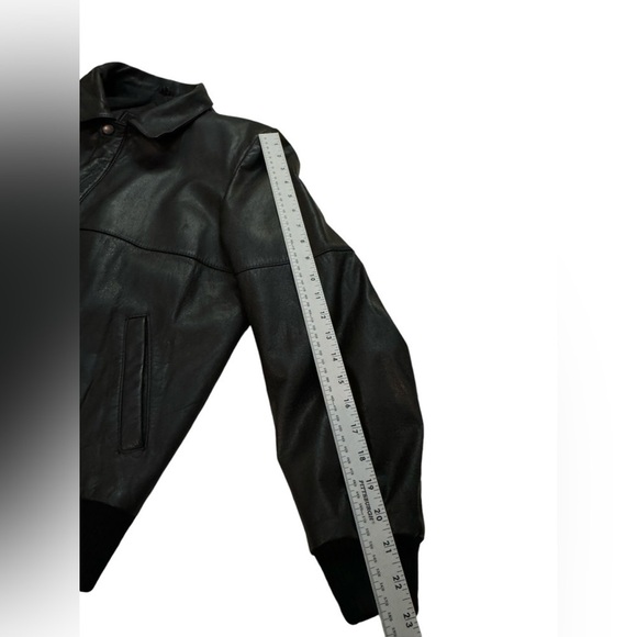 Saks Fifth Avenue Black Leather Jacket Vintage XL - Picture 13 of 14